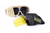 Tactical Goggle w/Three Lens (Tan Color)