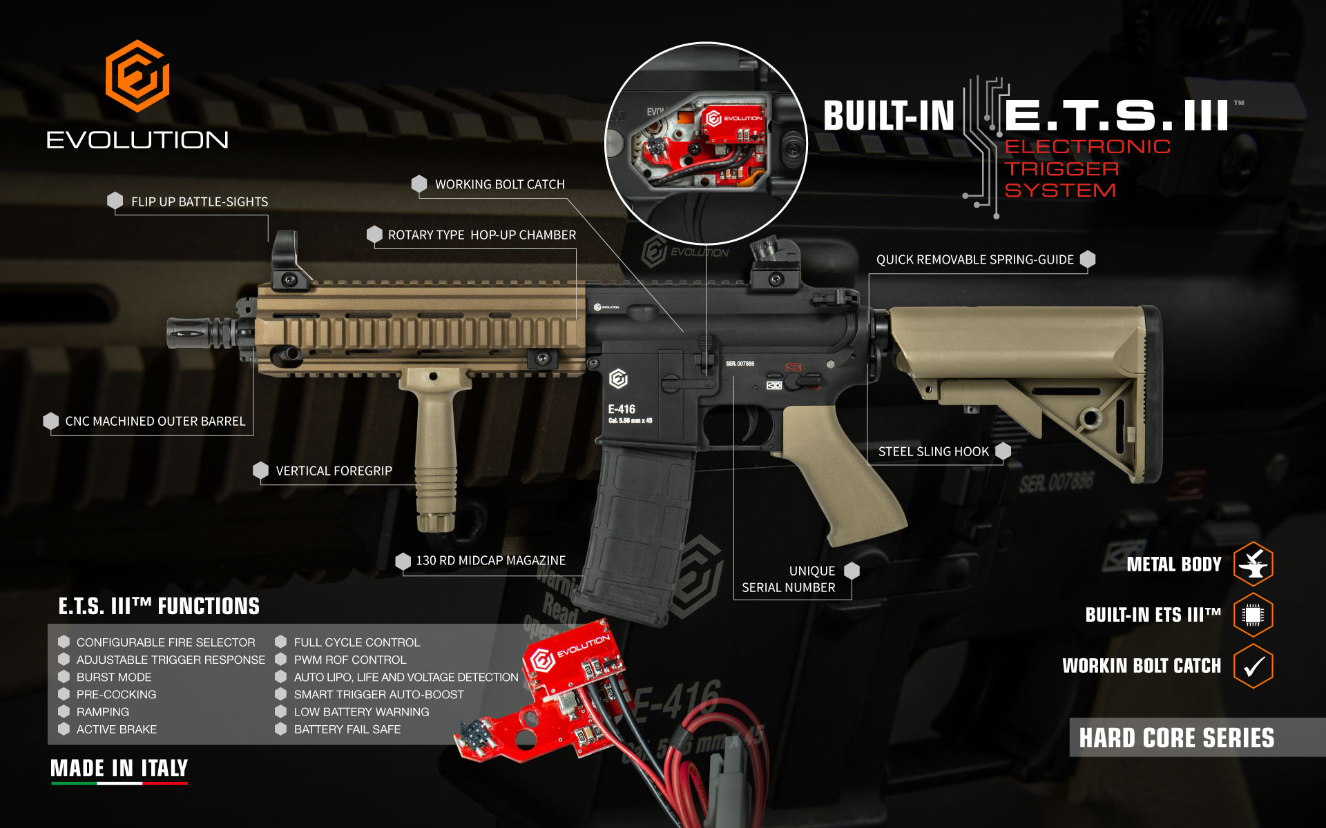 Evolution Hard Core E.T.S. III air soft in action