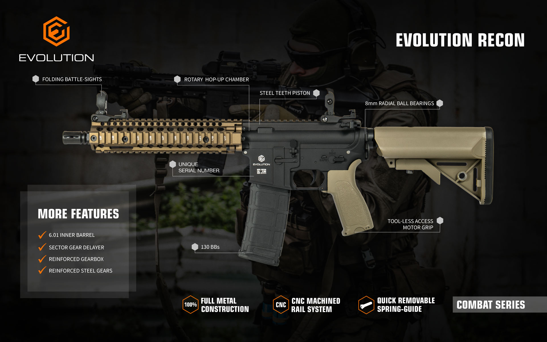 evolution recon air soft in action